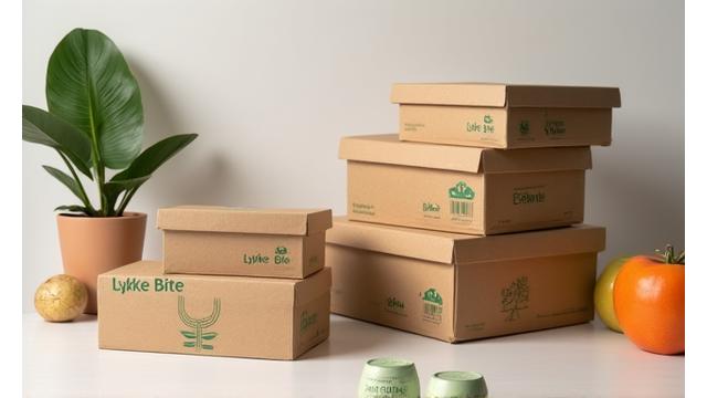 Miljøvennlig matkasseemballasje med Lykke Bite logo