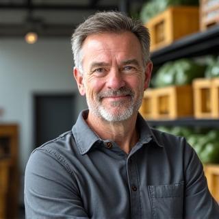 Portrett av logistikkansvarlig, bak scener i et matlager